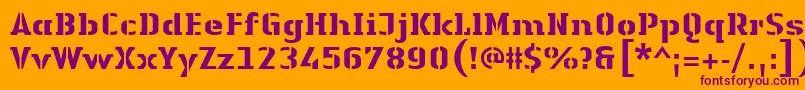 LinotypeAuthenticStencilHeavy Font – Purple Fonts on Orange Background