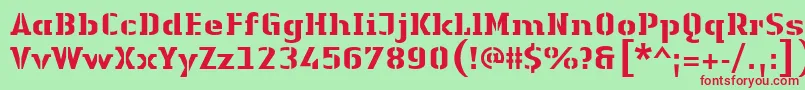 LinotypeAuthenticStencilHeavy Font – Red Fonts on Green Background