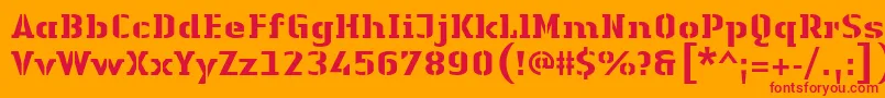 LinotypeAuthenticStencilHeavy Font – Red Fonts on Orange Background