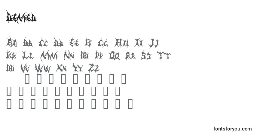 A fonte Demed – alfabeto, números, caracteres especiais