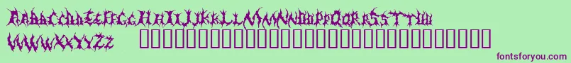 Demed-Schriftart – Violette Schriften auf grünem Hintergrund