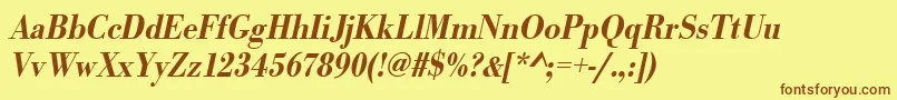 UrwbodonitmedextnarOblique Font – Brown Fonts on Yellow Background