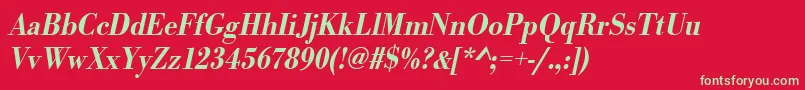 UrwbodonitmedextnarOblique Font – Green Fonts on Red Background