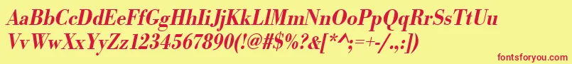 UrwbodonitmedextnarOblique Font – Red Fonts on Yellow Background