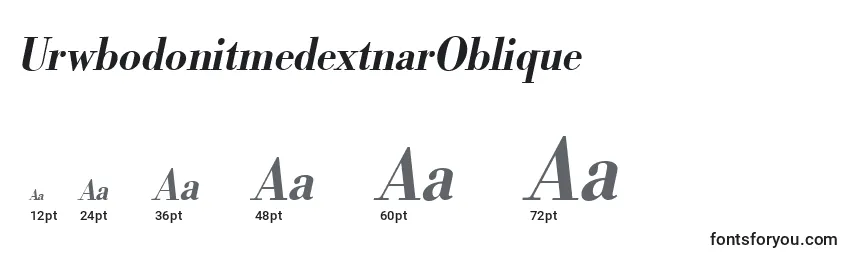 Размеры шрифта UrwbodonitmedextnarOblique