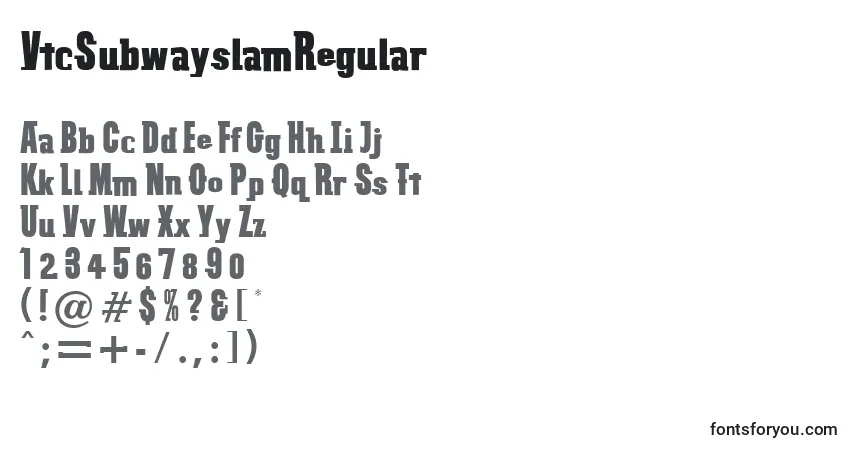 Schriftart VtcSubwayslamRegular – Alphabet, Zahlen, spezielle Symbole