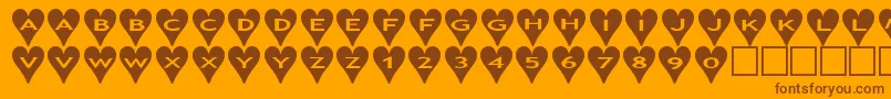 Ashearts-Schriftart – Braune Schriften auf orangefarbenem Hintergrund