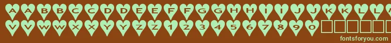 Czcionka Ashearts – zielone czcionki na brązowym tle