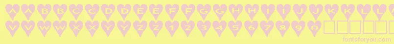 Ashearts-fontti – vaaleanpunaiset fontit keltaisella taustalla