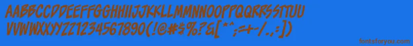 ToonaciousbbItal-Schriftart – Braune Schriften auf blauem Hintergrund