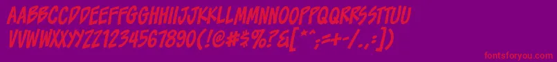 ToonaciousbbItal Font – Red Fonts on Purple Background