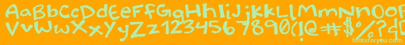 Halidoodle-Schriftart – Grüne Schriften auf orangefarbenem Hintergrund