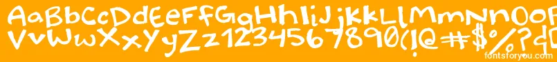 Halidoodle-Schriftart – Weiße Schriften auf orangefarbenem Hintergrund