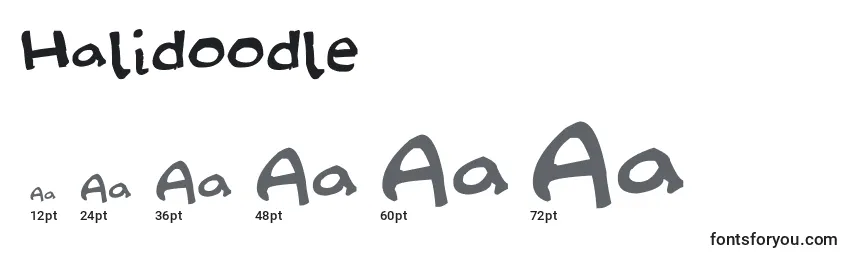 Размеры шрифта Halidoodle