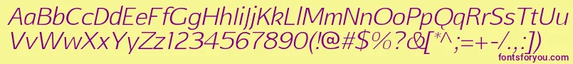 AftasansthinItalic Font – Purple Fonts on Yellow Background