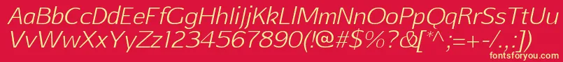 Fonte AftasansthinItalic – fontes amarelas em um fundo vermelho