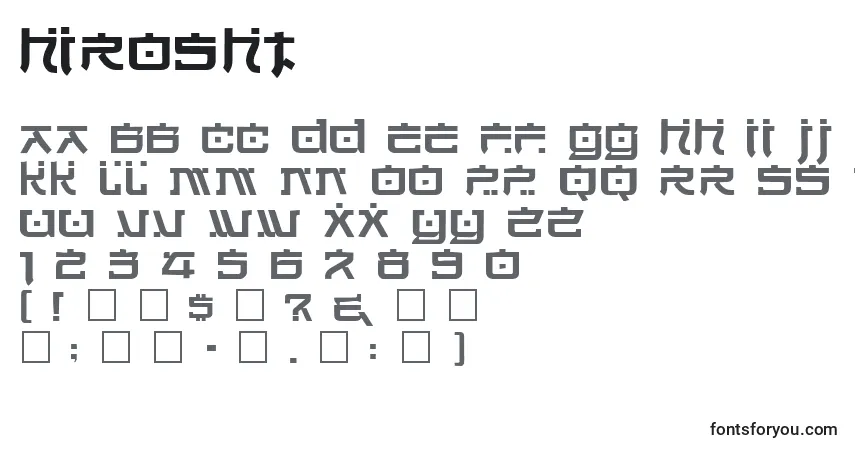 Czcionka Hirosht – alfabet, cyfry, specjalne znaki