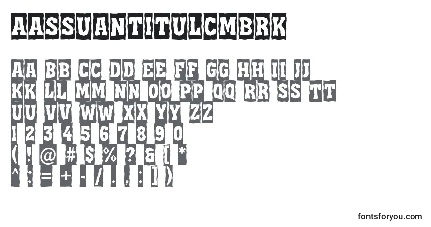 A fonte AAssuantitulcmbrk – alfabeto, números, caracteres especiais