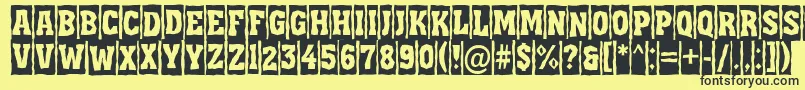 フォントAAssuantitulcmbrk – 黒い文字の黄色い背景