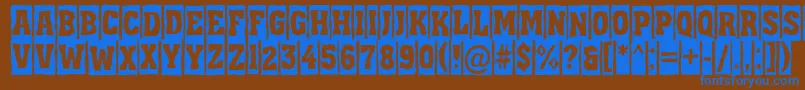 AAssuantitulcmbrk-fontti – siniset fontit ruskealla taustalla
