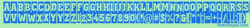AAssuantitulcmbrk-fontti – siniset fontit vihreällä taustalla