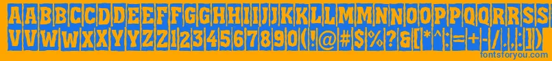 Czcionka AAssuantitulcmbrk – niebieskie czcionki na pomarańczowym tle