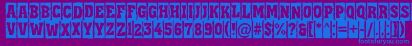 フォントAAssuantitulcmbrk – 紫色の背景に青い文字