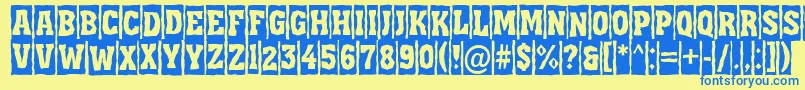フォントAAssuantitulcmbrk – 青い文字が黄色の背景にあります。