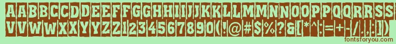AAssuantitulcmbrk-Schriftart – Braune Schriften auf grünem Hintergrund