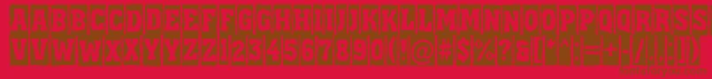 AAssuantitulcmbrk-Schriftart – Braune Schriften auf rotem Hintergrund