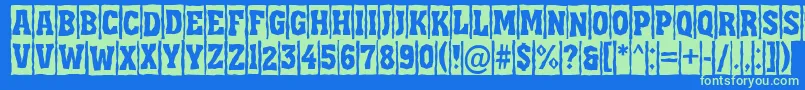 AAssuantitulcmbrk-fontti – vihreät fontit sinisellä taustalla