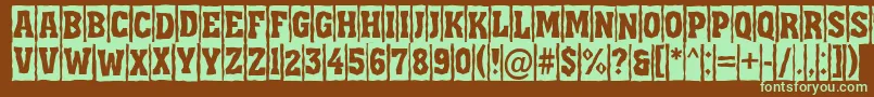 AAssuantitulcmbrk-fontti – vihreät fontit ruskealla taustalla