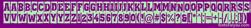 AAssuantitulcmbrk-Schriftart – Grüne Schriften auf violettem Hintergrund