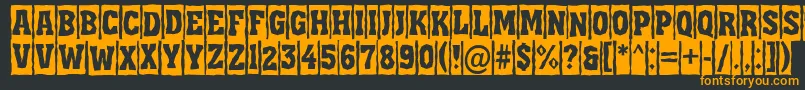 フォントAAssuantitulcmbrk – 黒い背景にオレンジの文字