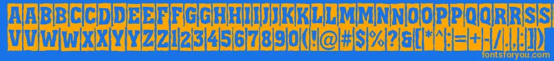 AAssuantitulcmbrk-Schriftart – Orangefarbene Schriften auf blauem Hintergrund