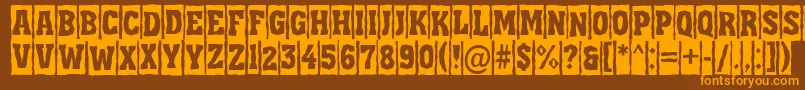 AAssuantitulcmbrk-fontti – oranssit fontit ruskealla taustalla