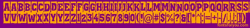フォントAAssuantitulcmbrk – 紫色の背景にオレンジのフォント