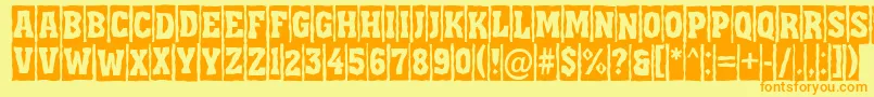 フォントAAssuantitulcmbrk – オレンジの文字が黄色の背景にあります。