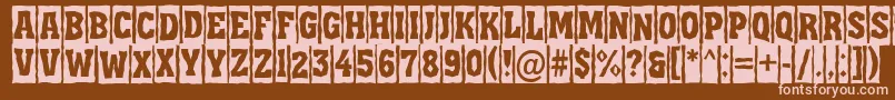 AAssuantitulcmbrk-fontti – vaaleanpunaiset fontit ruskealla taustalla