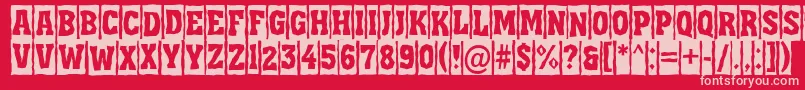 AAssuantitulcmbrk-fontti – vaaleanpunaiset fontit punaisella taustalla