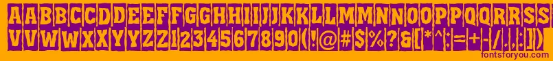 Czcionka AAssuantitulcmbrk – fioletowe czcionki na pomarańczowym tle