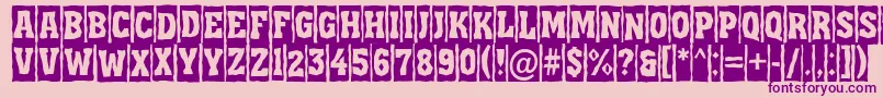 フォントAAssuantitulcmbrk – ピンクの背景に紫のフォント