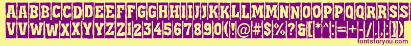 Czcionka AAssuantitulcmbrk – fioletowe czcionki na żółtym tle