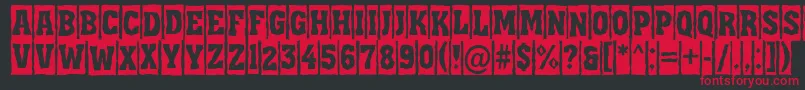 フォントAAssuantitulcmbrk – 黒い背景に赤い文字