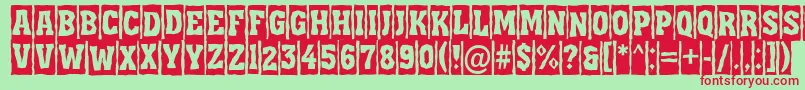 フォントAAssuantitulcmbrk – 赤い文字の緑の背景