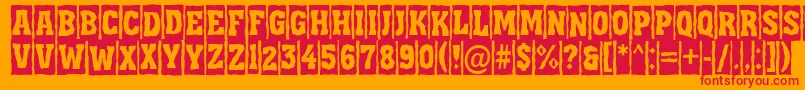 AAssuantitulcmbrk-Schriftart – Rote Schriften auf orangefarbenem Hintergrund