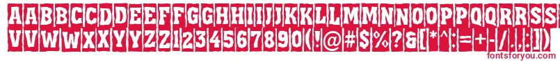 フォントAAssuantitulcmbrk – 白い背景に赤い文字
