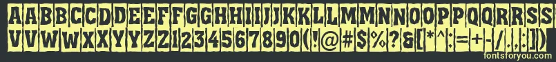 AAssuantitulcmbrk-fontti – keltaiset fontit mustalla taustalla