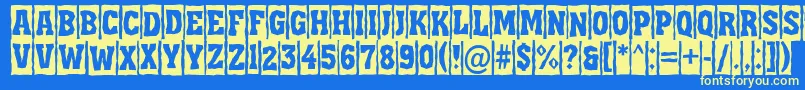 AAssuantitulcmbrk-Schriftart – Gelbe Schriften auf blauem Hintergrund