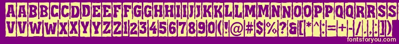 AAssuantitulcmbrk-Schriftart – Gelbe Schriften auf violettem Hintergrund